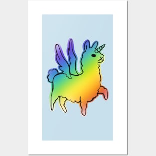 Majestically awesome llama blue Posters and Art